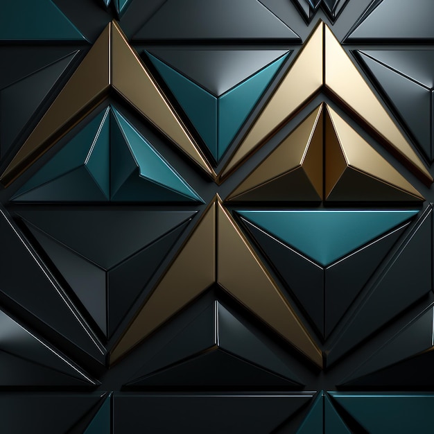 a black and gold wall with a gold diamond shaped design.