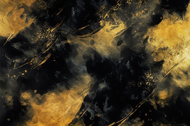 A black and gold wallpaper with a black background and gold paint.