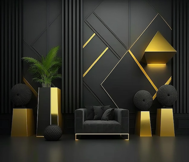 A black and gold wallpaper with a black and gold design.