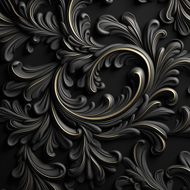 Black and gold wallpaper with a black and gold design.