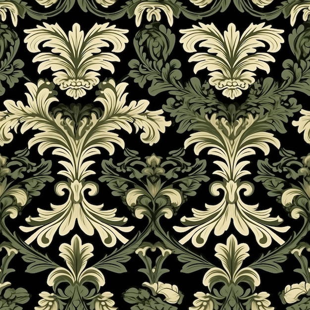 A black and gold wallpaper with a floral pattern.