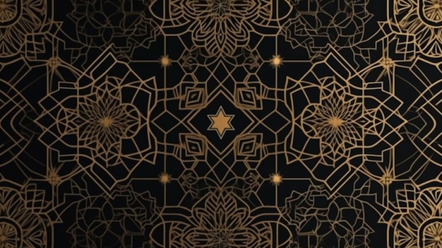 Black and gold wallpaper with a gold pattern and the word gold on it.