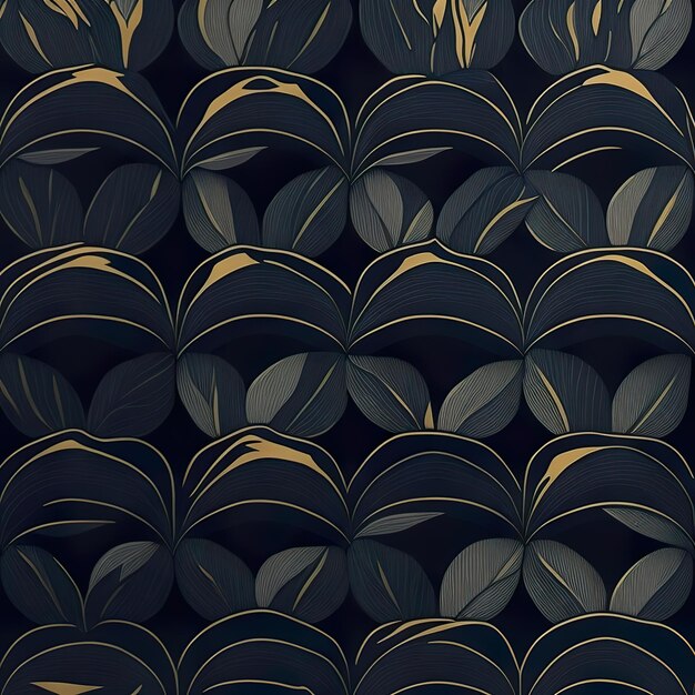 A black and gold wallpaper with a leaf pattern.