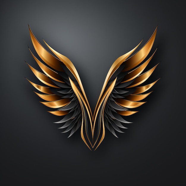 black gold wings logo design