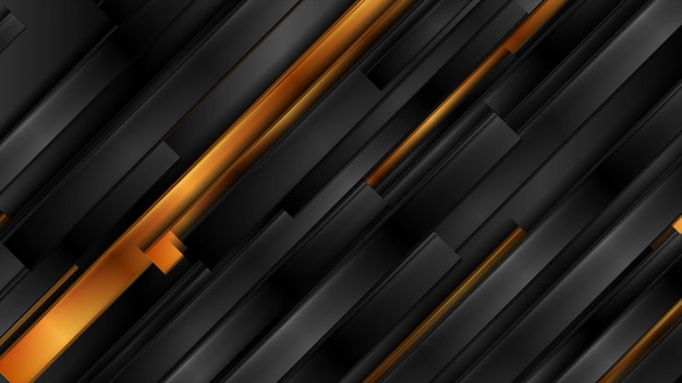 Black and golden glossy stripes abstract corporate background