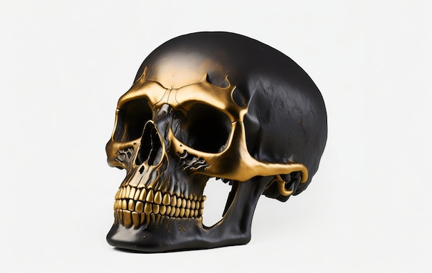 Black and golden skull golden skull isolated white background black and gold skull