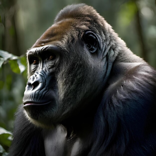 Photo black gorilla in the african forest