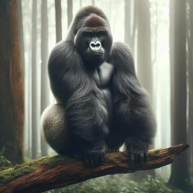 Black gorilla on the forest