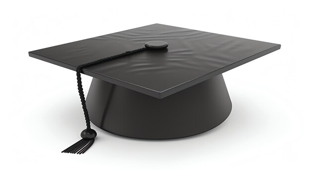 Black graduation cap isolated on white background 3D illustration