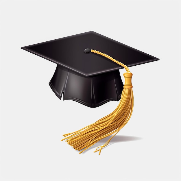 Photo black graduation cap isolated on white background