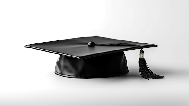 Black graduation cap with degree isolated on white background Generative Ai