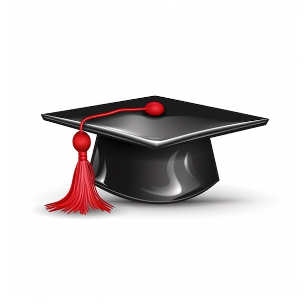 Photo a black graduation cap with a red tassel on top generative ai