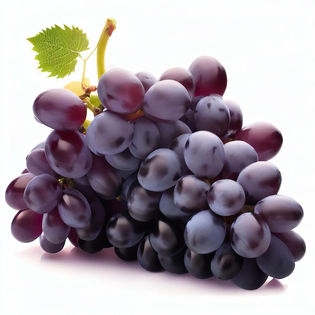 Black grapes isolated on transparent background A bunch of black grapes isolated Generative AI