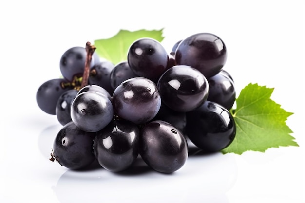 Black grapes on a white background