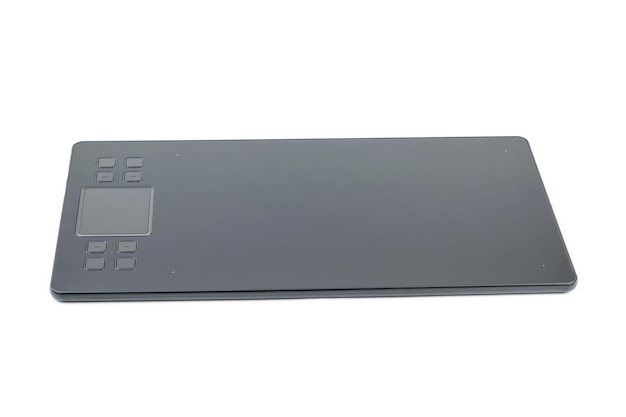 Black graphic tablet isolated on a white background A device for working in image editors