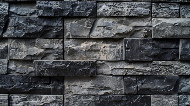 黒と灰色の石造り石は目立つパターンを形成します