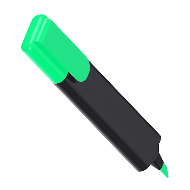 black and green 3D isometric highlighter pen