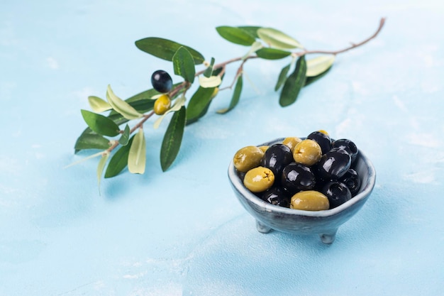 Black and green greek olives