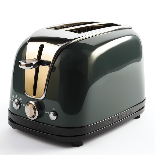 A black and green toaster