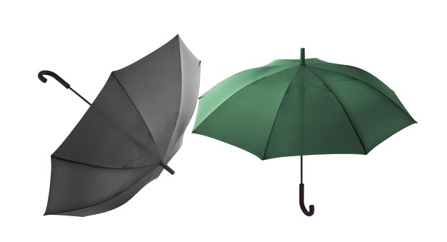 black and green umbrellas