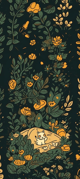 A black and green wallpaper with a yellow flower and the words " the word " on it. "