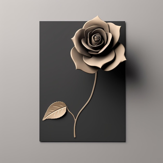 Black greeting card with rose flower on gray background Vector illustration Ai Generated