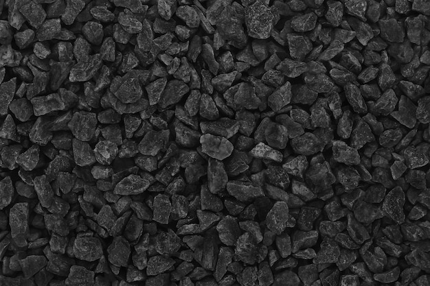 Black grey gravel in the garden