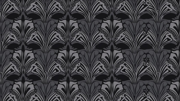 A black and grey wallpaper with a floral design on it.
