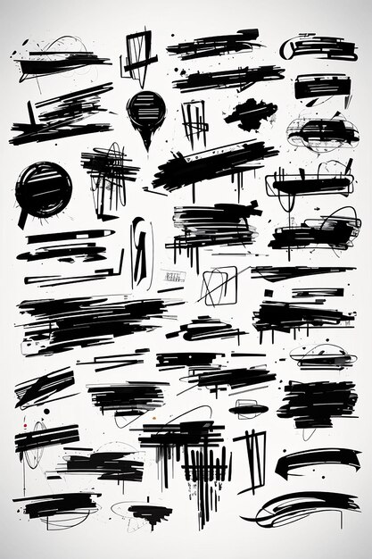 Black grunge marker banner vector scribble collection