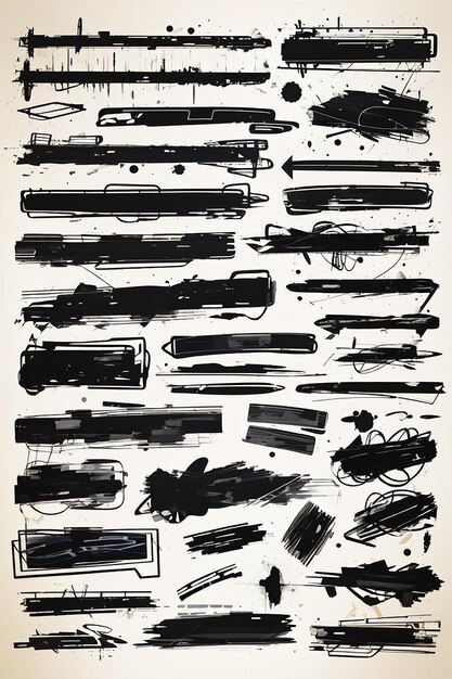 Photo black grunge marker banner vector scribble collection