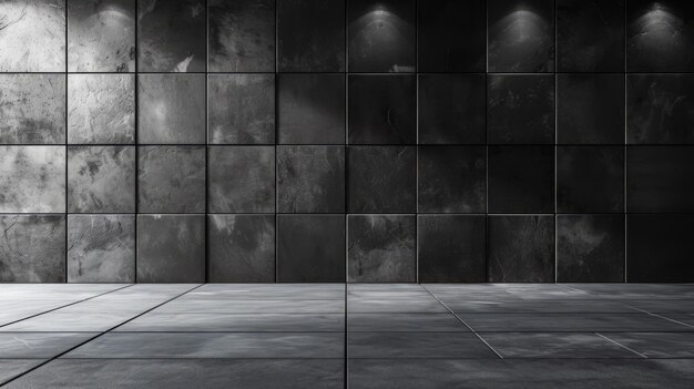 Black grunge tiles wall and floor background texture