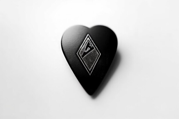 Black guitar pick on white background digital illustration generative ai