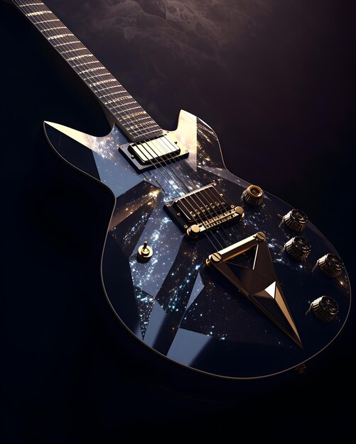 Photo a black guitar with a star on the top