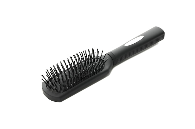 Black hairbrush isolated