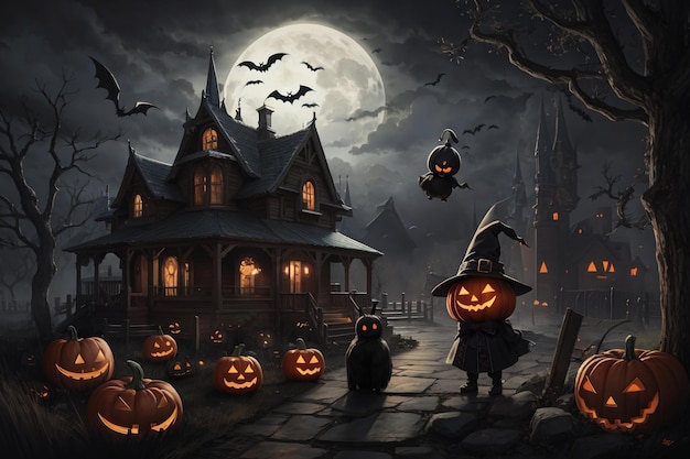 Foto disegno di sfondo nero di halloween