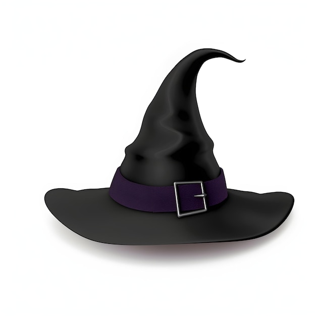 Black halloween hat isolated on white background