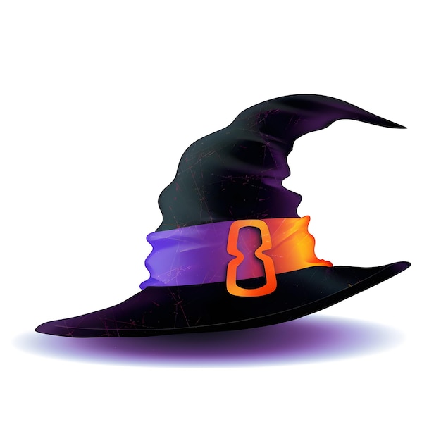 Black halloween hat isolated on white background