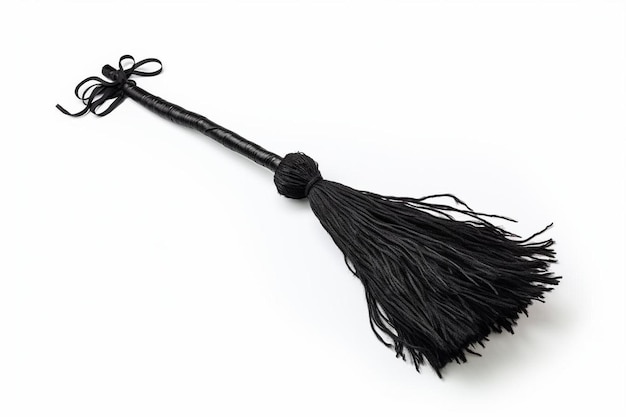 Photo black halloween witch's broom on a white background