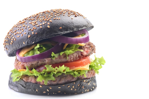 Black hamburger on a white background