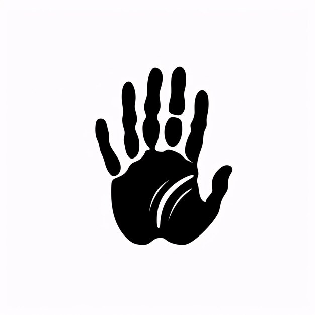 Photo a black hand print with a white background