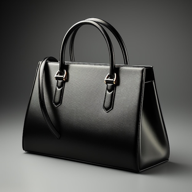 black handbag on gray background Mock ups