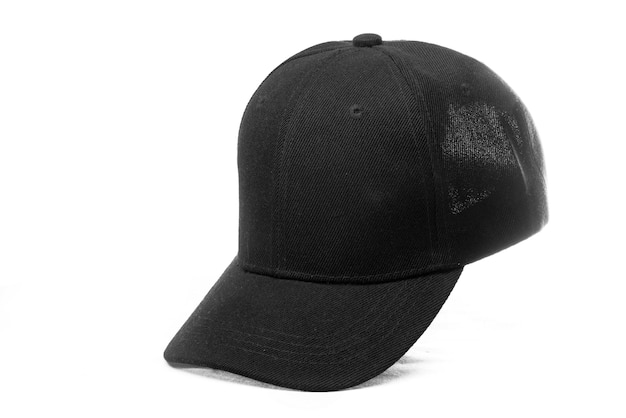 Photo black hat with a black logo on the front.