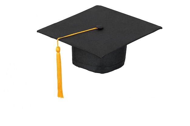 Photo black hats, golden tassels of university graduates