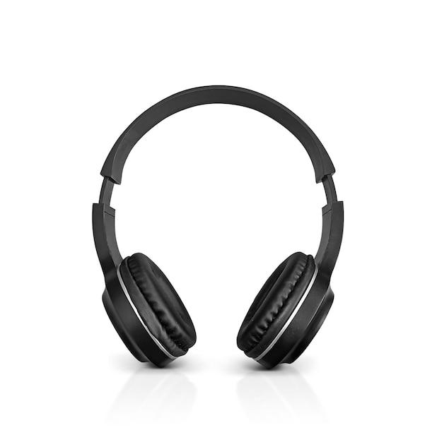 Black headphone isolate on white background