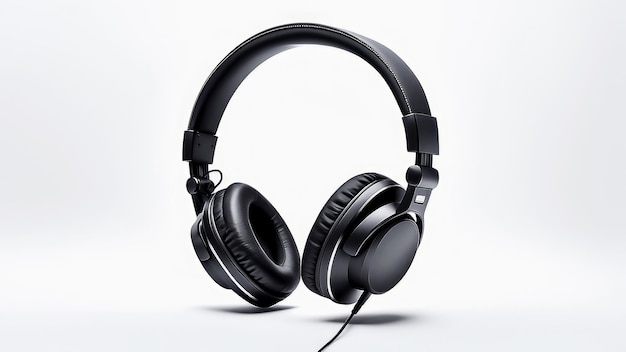 black headphones isolated on white background