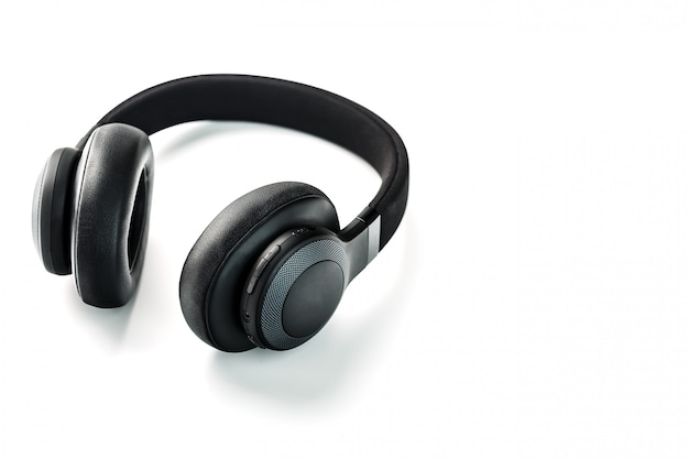 Black headphones on white