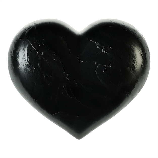 Black heart on a white background. 3D rendering.