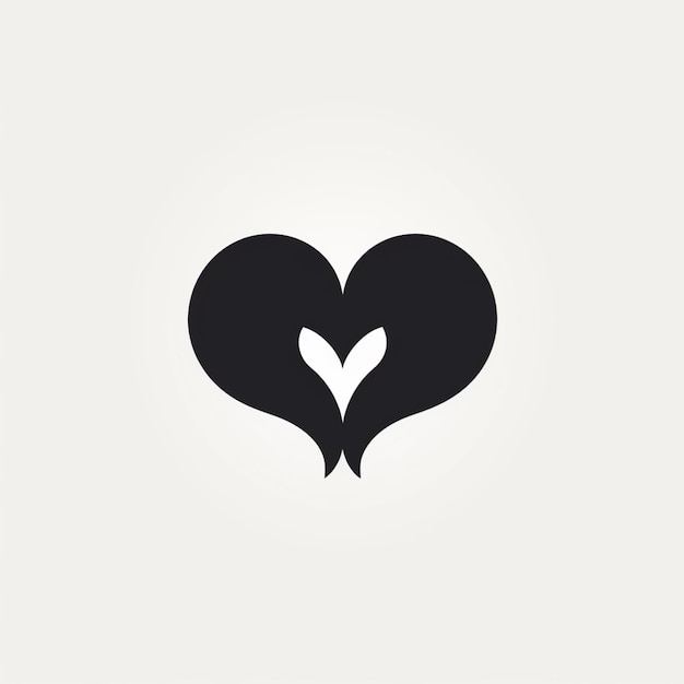 A black heart with a leaf inside of it on a white background generative ai