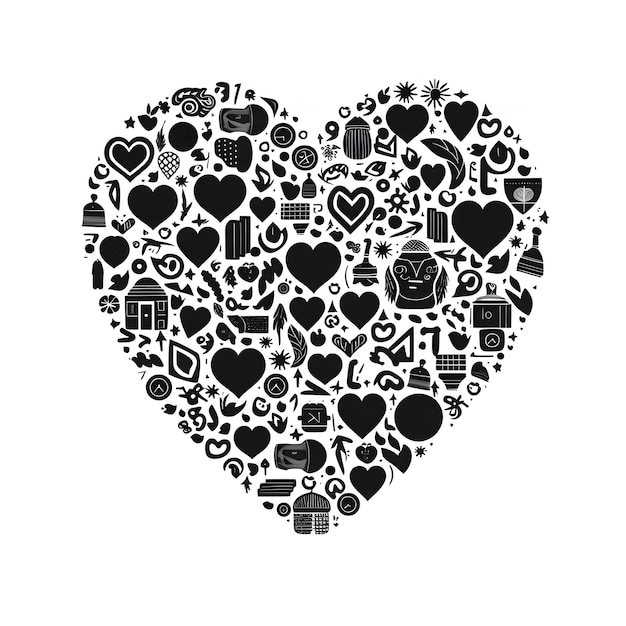 写真 黒い心臓 絵 葉 抽象 白い背景 心臓は愛情と愛のシンボルです