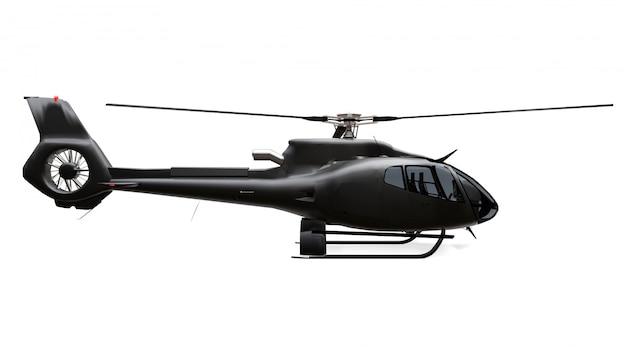 黒いヘリコプターが分離されました。 3Dレンダリング。